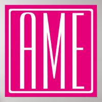 3 Initialmonogramm | Weiß auf heiß rosa