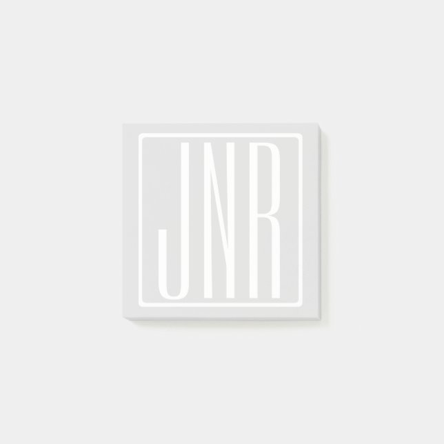 3 Initialmonogramm | Weiß und sehr leicht grau Post-it Klebezettel (Vorderseite)