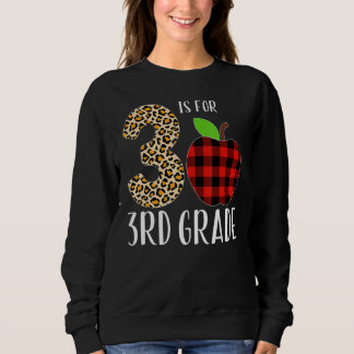 3 Is For 3rd Grade Teacher Leopard Buffalo Plaid S Sweatshirt
