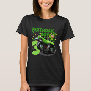 3. Jahr Geburtstag Boy Monster Truck St Patrick T-Shirt