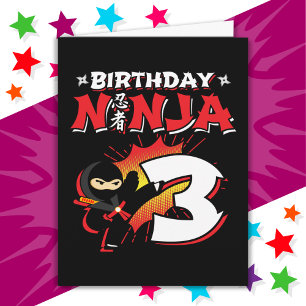 3 Jahre alt Comic Book Style Ninja 3. Geburtstag Karte