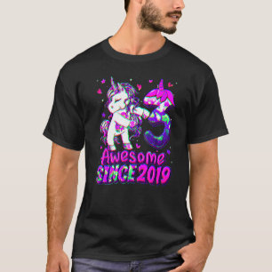 3 Jahre alt Einhorn Blüte 3. Geburtstag Mädchen Un T-Shirt