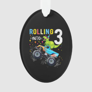 3 Jahre alt Geburtstag Dinosaurier Monster Truck F Ornament