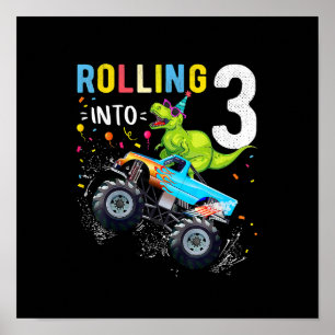 3 Jahre alt Geburtstag Dinosaurier Monster Truck F Poster