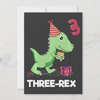 3 Jahre alt Geburtstag Junge Dinosaurier Drei Rex  Dankeskarte