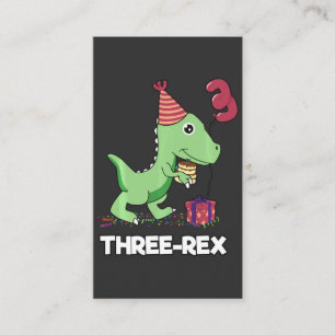3 Jahre alt Geburtstag Junge Dinosaurier Drei Rex  Visitenkarte
