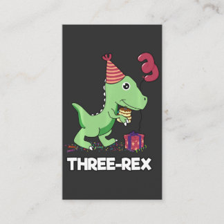 3 Jahre alt Geburtstag Junge Dinosaurier Drei Rex Visitenkarte