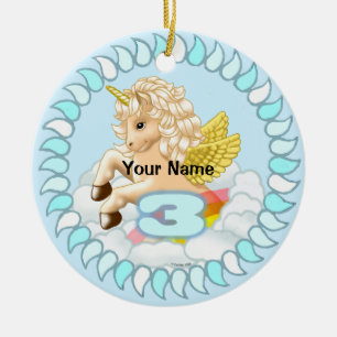 3 Jahre alt Geburtstag Unicorn Zollschmuck Keramik Ornament