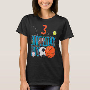 3 Jahre alt Geburtstagsjunge Sportmatchingfamilie T-Shirt