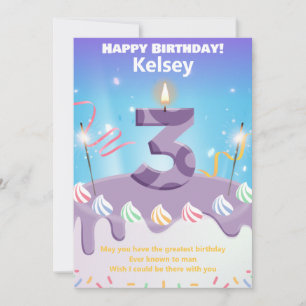 3 Jahre alt Happy Birthday card personalisiert