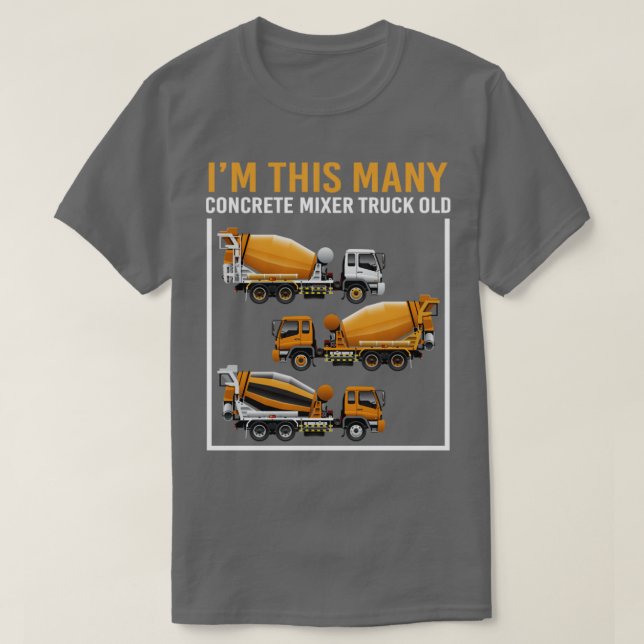 3 Jahre alt im this many Concrete Mixer Truck 3rd  T-Shirt (Design vorne)
