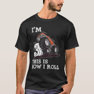 3 Jahre alte Geschenke ich bin 3 so Roll Monster T-Shirt