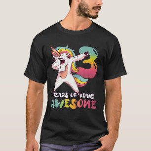 3 Jahre alte Girl Unicorn Dabbing 3. Geburtstagskl T-Shirt