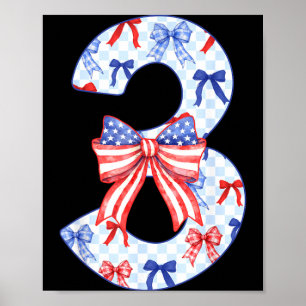 3 Jahre alte Kinder Flagge Bogen 4. Juli 3. Geburt Poster