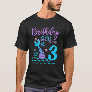 3 Jahre alte Meerjungfrau Geburtstagskinder 3. Geb T-Shirt