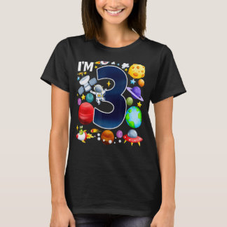 3 Jahre alte Planeten Astronaut Geburtstagsraum 3. T-Shirt