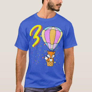 3 Jahre Alter Ballon Fox Geburtstag T-Shirt