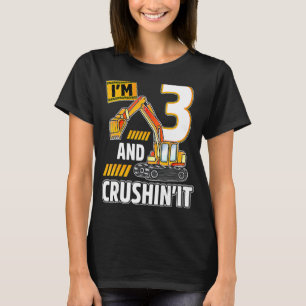 3 Jahre alter Fahrzeuge Baubagger Birthda T-Shirt