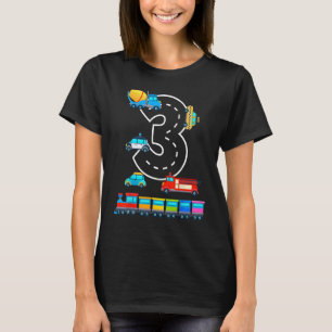 3 Jahre alter Transport Geburtstag Auto-Train Plan T-Shirt