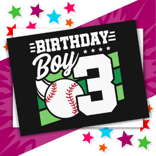 3 Jahre altes Baseball Party Thema 3. Geburtstag J Postkarte