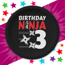 3 Jahre altes Ninja Party Sterne Kinder 3. Geburts Pappteller