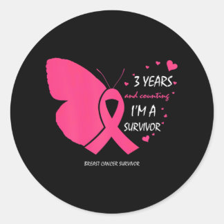 3 Jahre Brustkrebs - Free Pink Survivor Runder Aufkleber