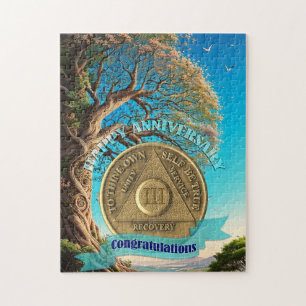 3 Jahre OM Jubiläum-Münzbaum Puzzle