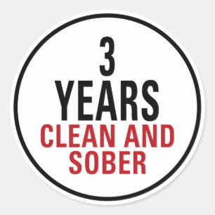 3 Jahre säubern und ernüchtern Runder Aufkleber