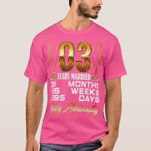 3 Jahre Verheirateter 3. Hochzeitstag T-Shirt