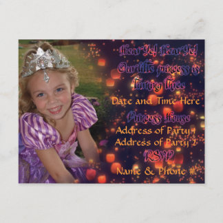 3-jährig-Prinzessin Birthday Invites mit Rückseite Einladung