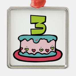 3-jährige Geburtstagstorte Ornament Aus Metall