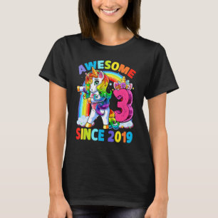 3-jährige Mädchen Teens Flossen Einhorn 3. Geburts T-Shirt