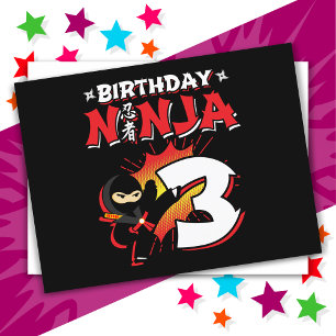 3-jähriger Comic-Ninja zum 3. Geburtstag Postkarte