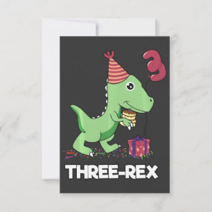 3-jähriger Geburtstagsjunge Dinosaurier Drei Rex K Dankeskarte