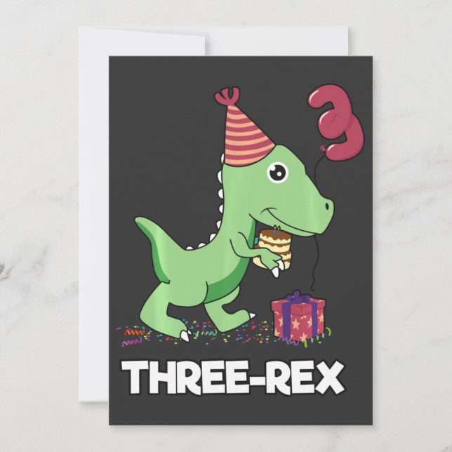 3-jähriger Geburtstagsjunge Dinosaurier Drei Rex K Dankeskarte (Vorderseite)