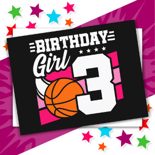 3-jähriges Basketball-Party 3. Geburtstag Mädchen Postkarte