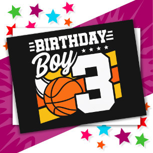 3-jähriges Basketball Party Thema 3. Geburtstag Ju Postkarte