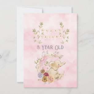 3-jähriges Glück Geburtstag Elephant Baby Girl