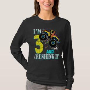 3-jähriges Mädchen 3. Geburtstag Monster Truck Boy T-Shirt