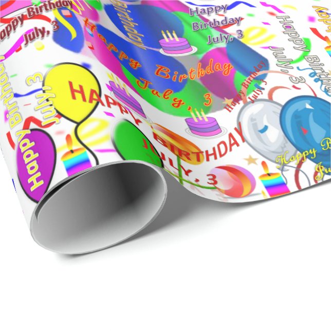 3. Juli, 3. Geburtstag, Geschenkpapier (Rolleneckpunkt)