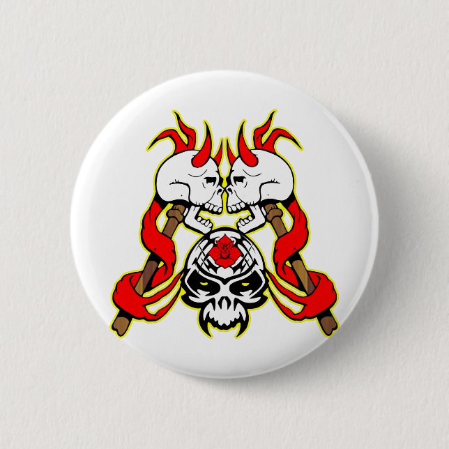 3 Kampf-Schädel-Tätowierung Button (Vorderseite)