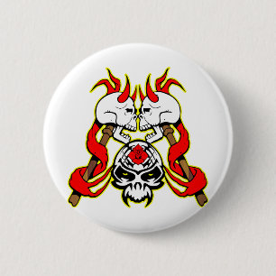 3 Kampf-Schädel-Tätowierung Button