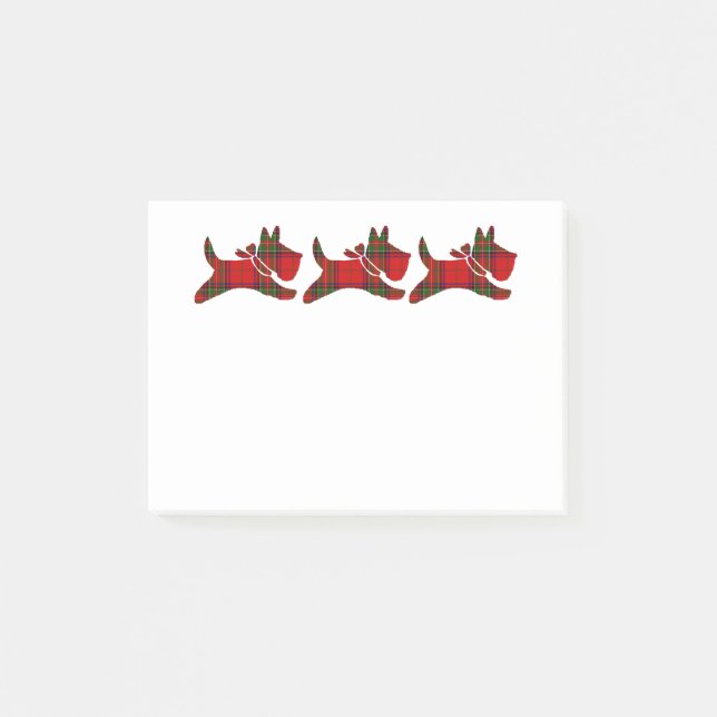 3 karierte Scotties personifizieren Post-it Klebezettel (Vorderseite)