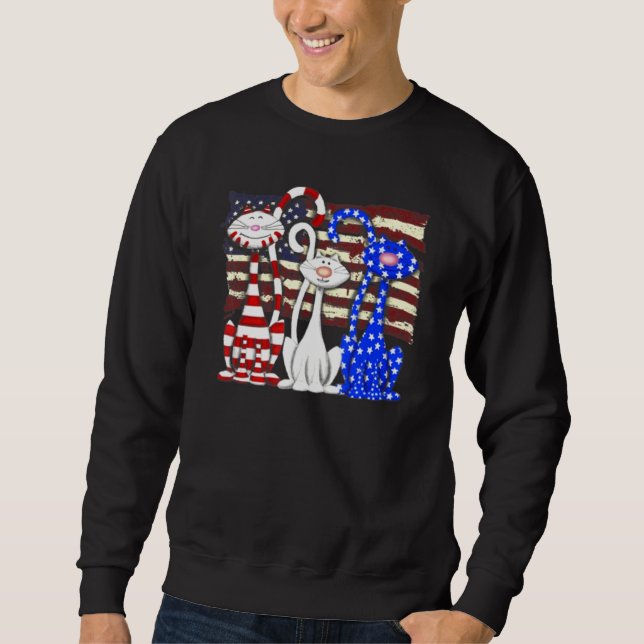 3 Katzen Kitten American Flag 1 Sweatshirt (Vorderseite)