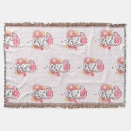 3 Katzen mit Blumen und einer Tasse Decke