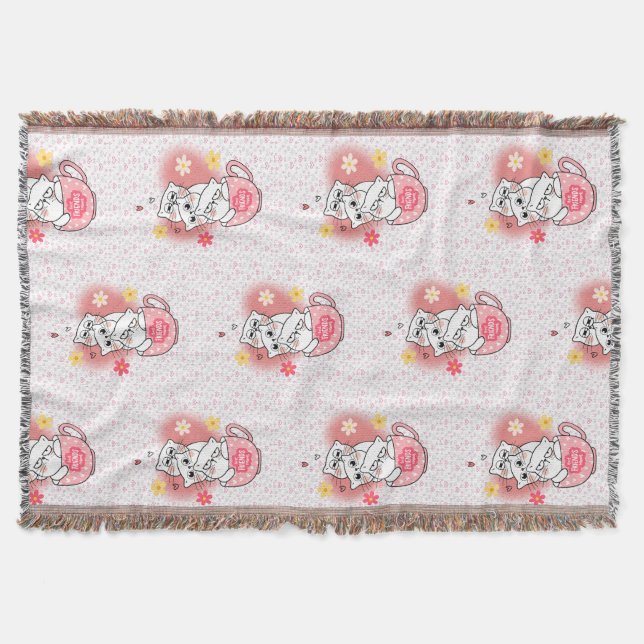 3 Katzen mit Blumen und einer Tasse Decke (Vorderseite)