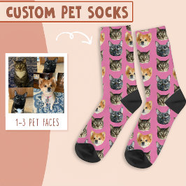 3 Katzengesicht und Hundegesicht Personalisiert au Socken