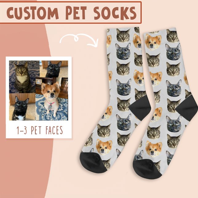 3 Katzengesicht und Hundegesicht Personalisiert au Socken (Von Creator hochgeladen)