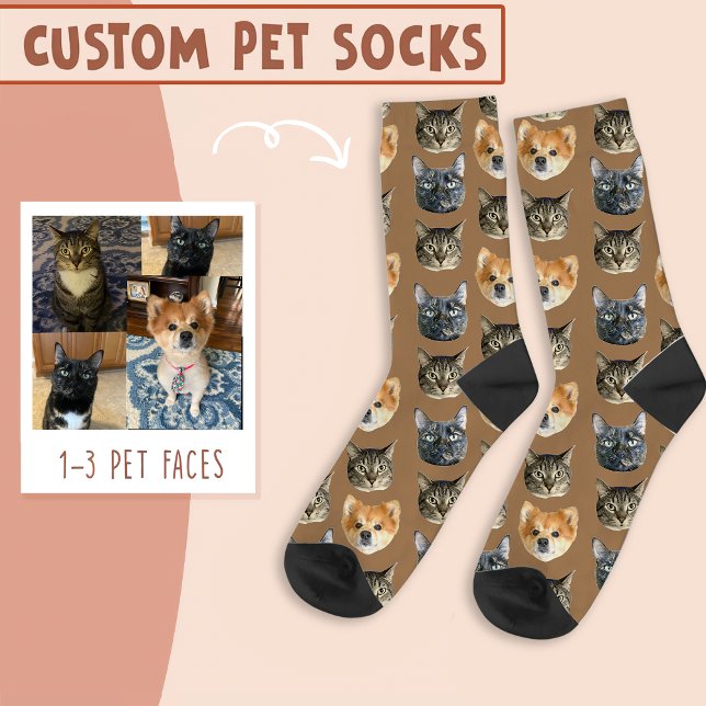 3 Katzengesicht und Hundegesicht Personalisiert au Socken (Von Creator hochgeladen)