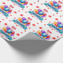 3. Kindergeburtstag-festliche bunte Ballone B10AZ Geschenkpapier